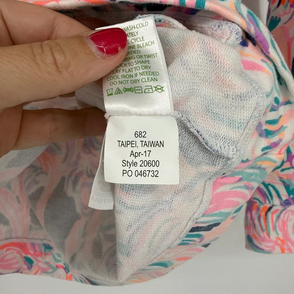 Lilly Pulitzer XXS Skipper Popover Gimme Some Leg Flamingo UPF 50 Terry Half Zip